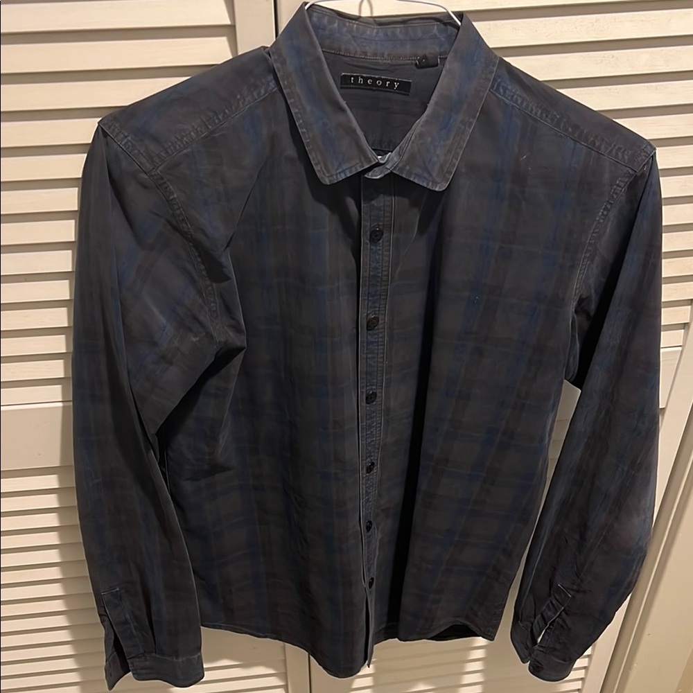 Theory Blue/Grey Casual Button Down Shirt